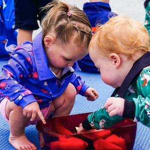 Baby UPF Fishing shirt with pink and purple flamingo