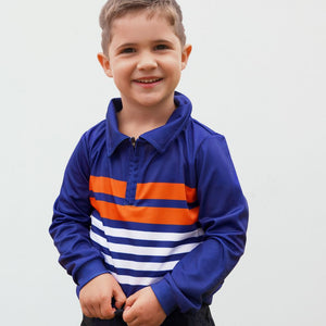 Navy and Orange Stripe Fishing Shirt