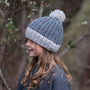 Grey Pom Pom Beanie for kids