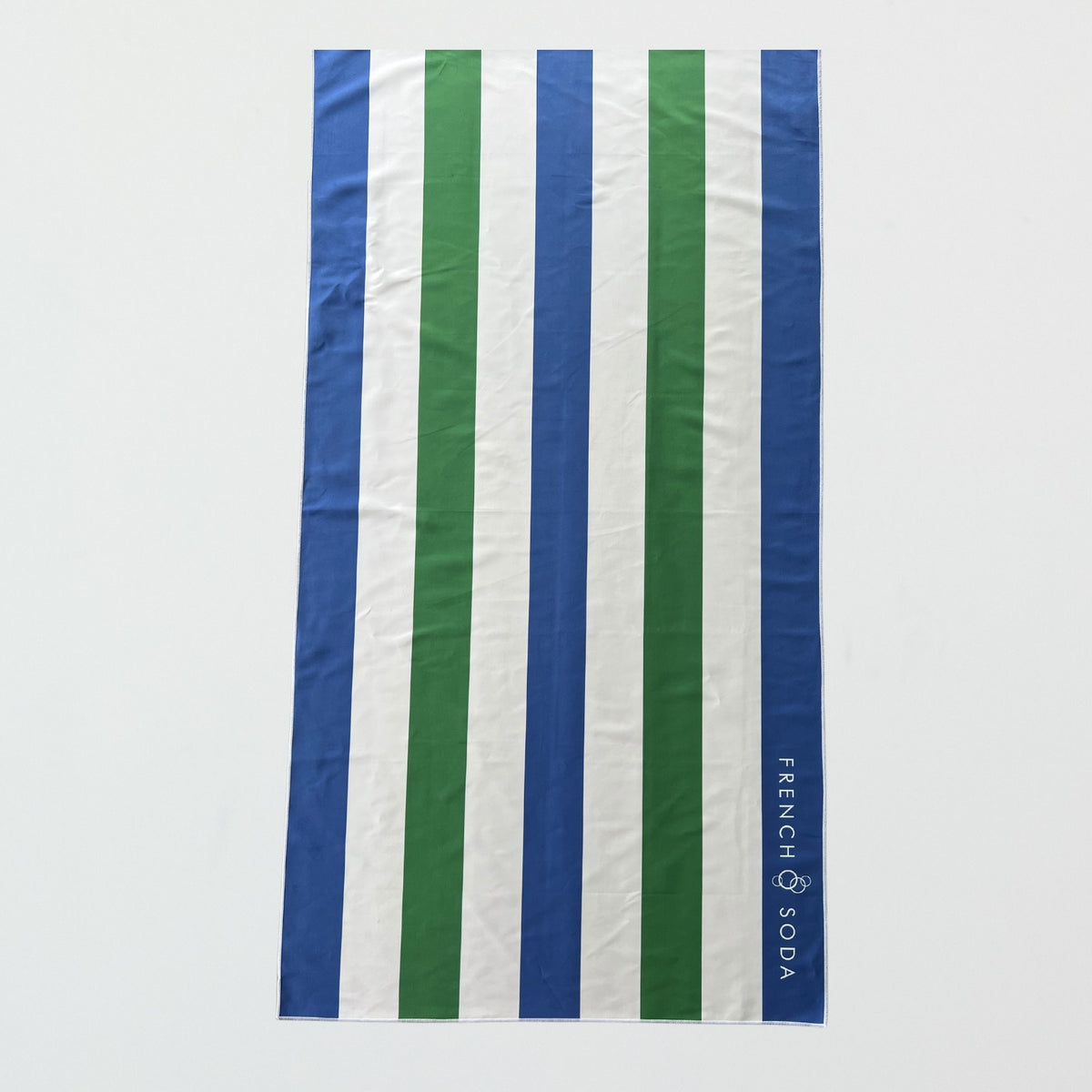 Recycled Beach Towel with Blue Green and White Stripe