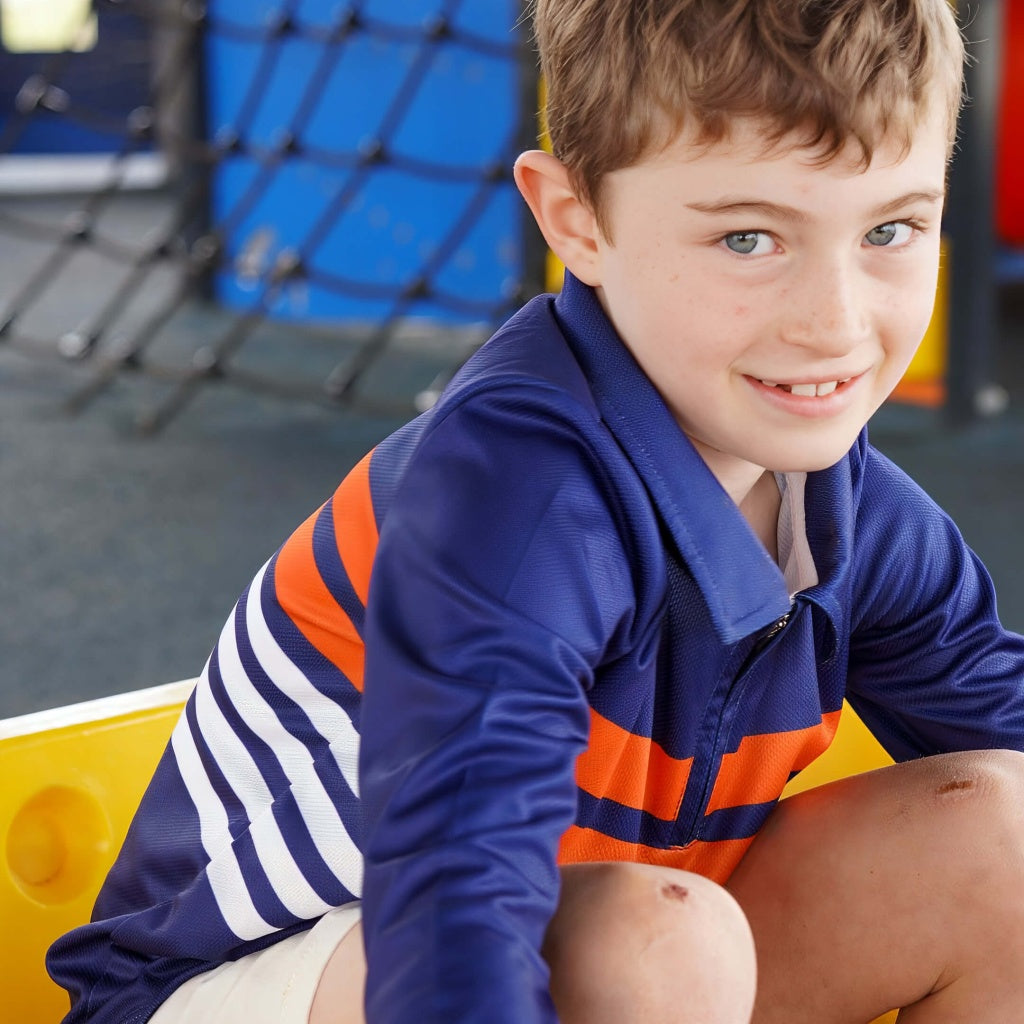 Kids Sun Shirt - Navy &amp; Orange