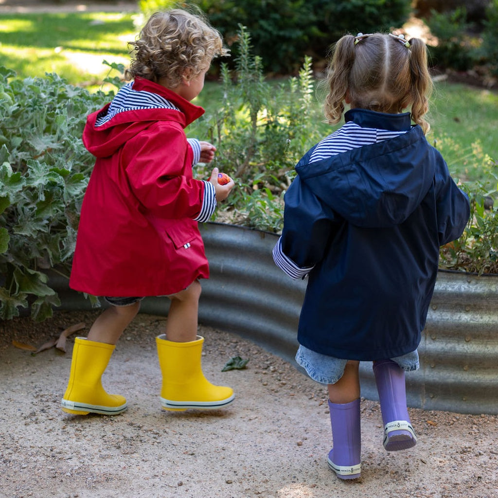 Navy and Red Raincoats for Kids