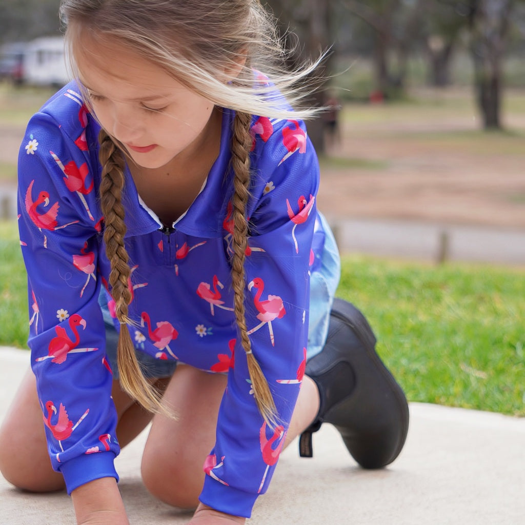 Purple Flamingo Fishing Shirt UPF50