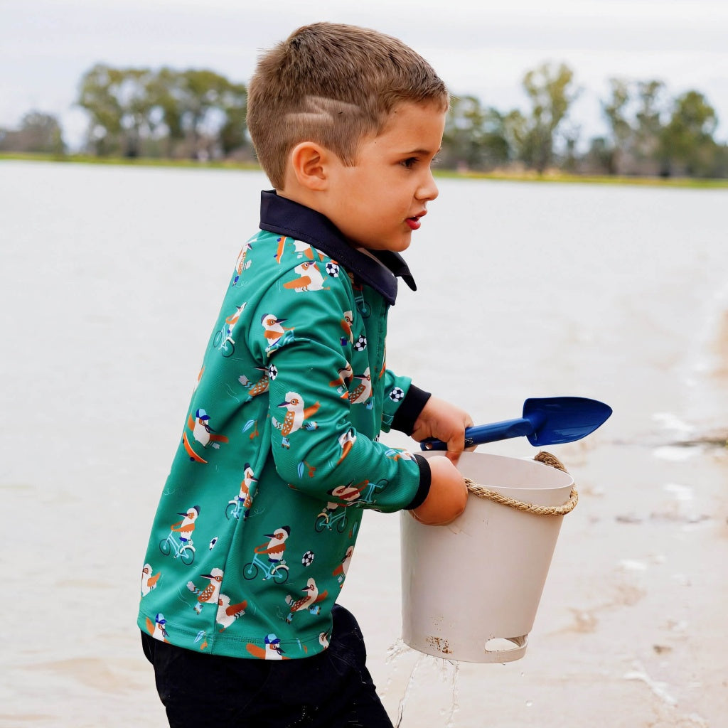 Sun Safe Kids Polo with Kookaburra