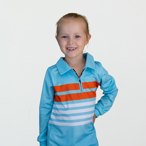 Blue and Orange Stripe Fishing Shirt with UV Protection