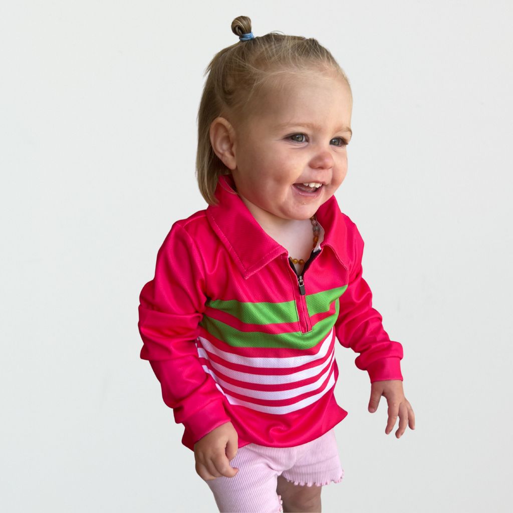 Pink and Green Girls Fishing Shirt