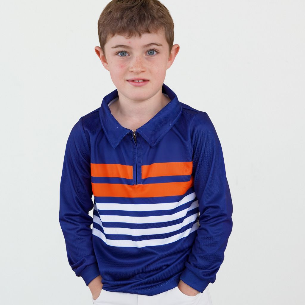 Navy and Orange Stripe Fishing Shirt