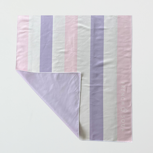 Recycled Beach Towel with Pink Purple and White Stripe