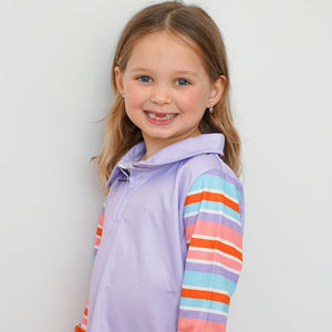 Purple and Rainbow Stripe Fishing Shirt for Kids