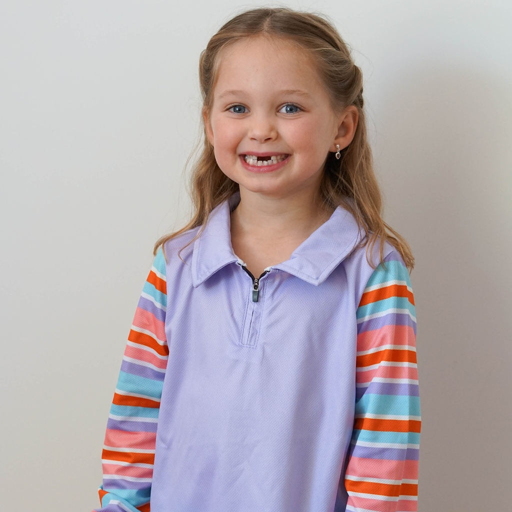 Purple Stripe Fishing Shirt for Girls