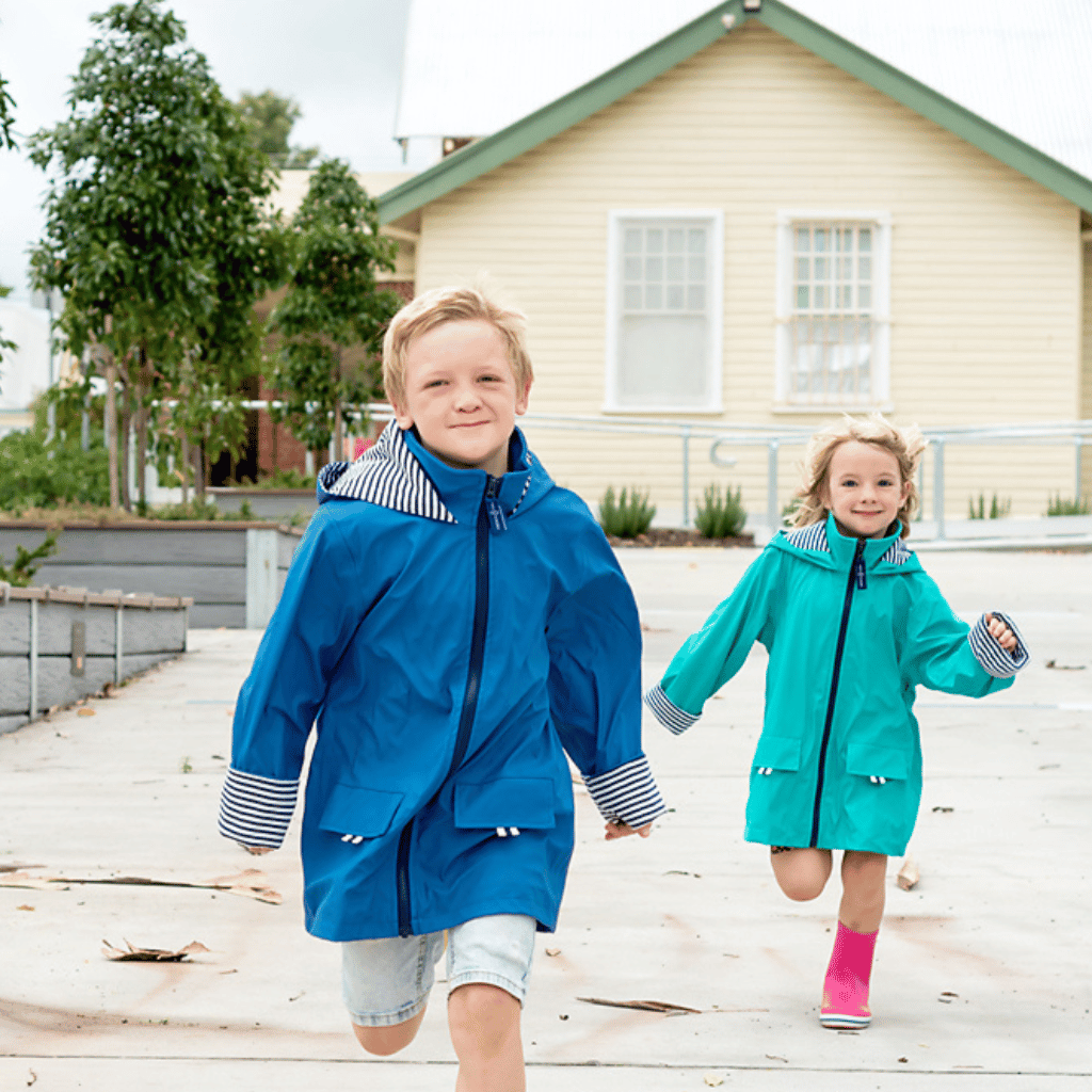 Sea Green and blue raincoat in unisex design