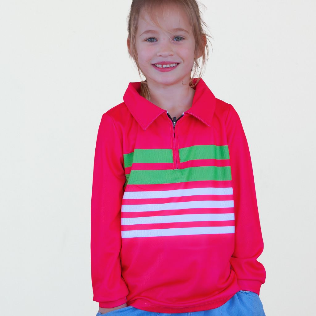 Pink and Green Girls Fishing Shirt