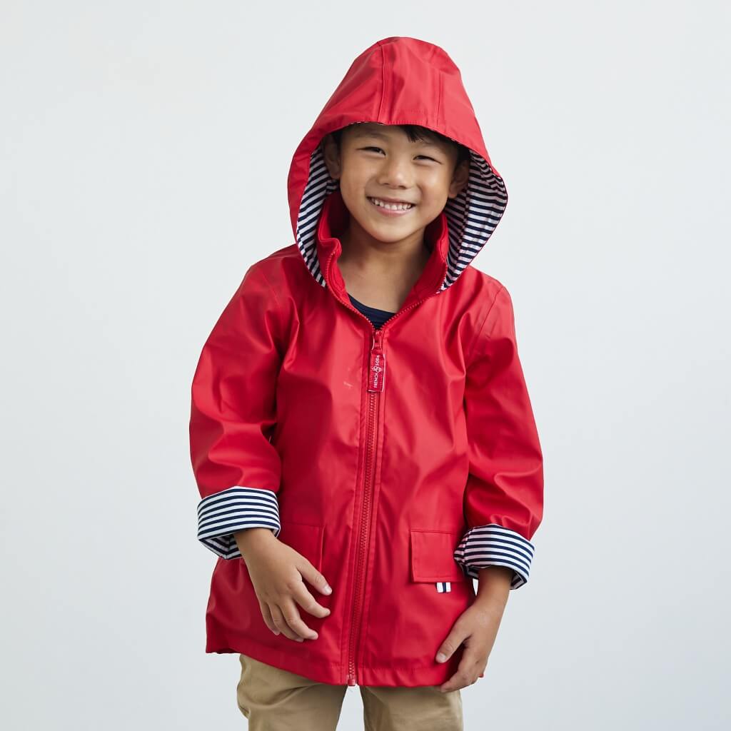 Childrens Raincoat with Stripe Cotton Lining